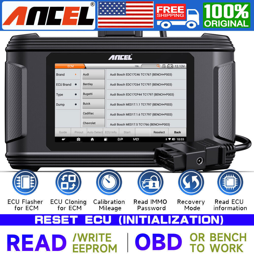 ANCEL ECM ECU Clone Tool OBD Scanner Car Mileage Correction Diagnostic Tablet