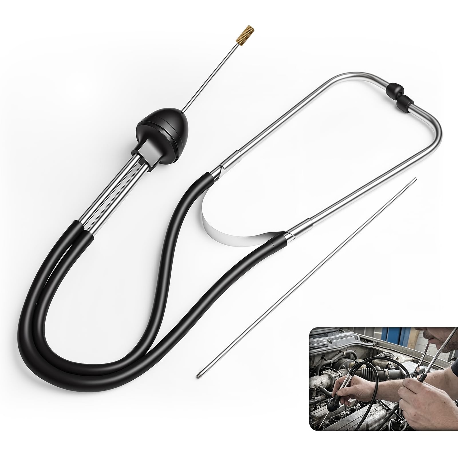 Share Automotive Engine Stethoscope, Mechanics Stethoscope Kit Black