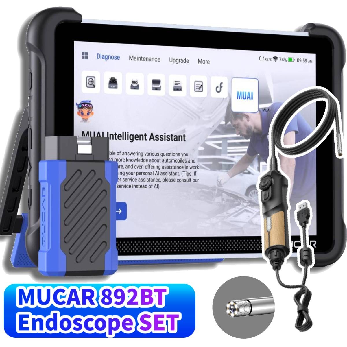 MUCAR 892BT Car BidirectionalDiagnostic Tool & Thinkcar TES102 Endoscope SET