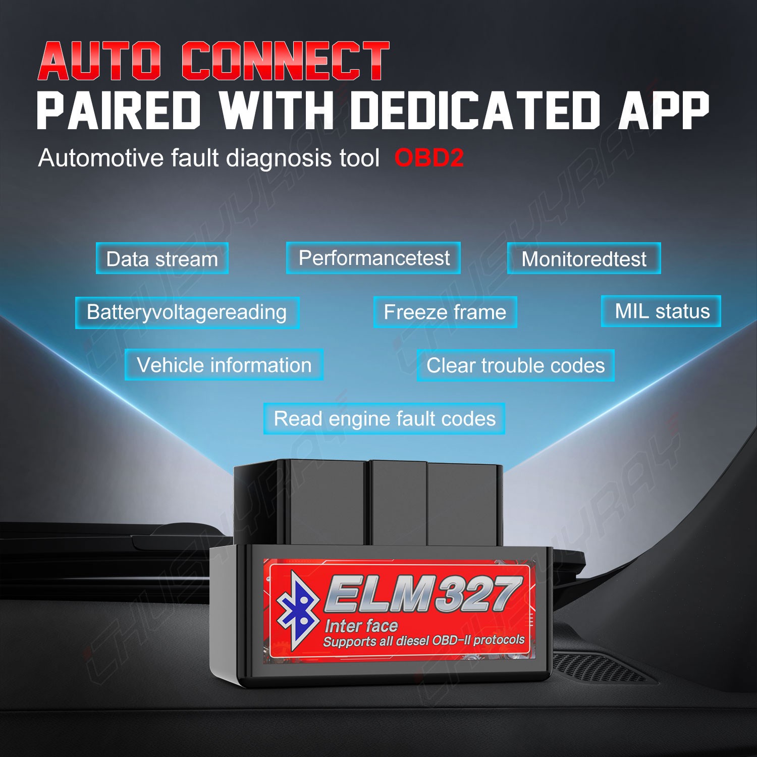 ELM327 Bluetooth OBD2 Scanner Real-Time Data Car Diagnostic Tool For iOS Android