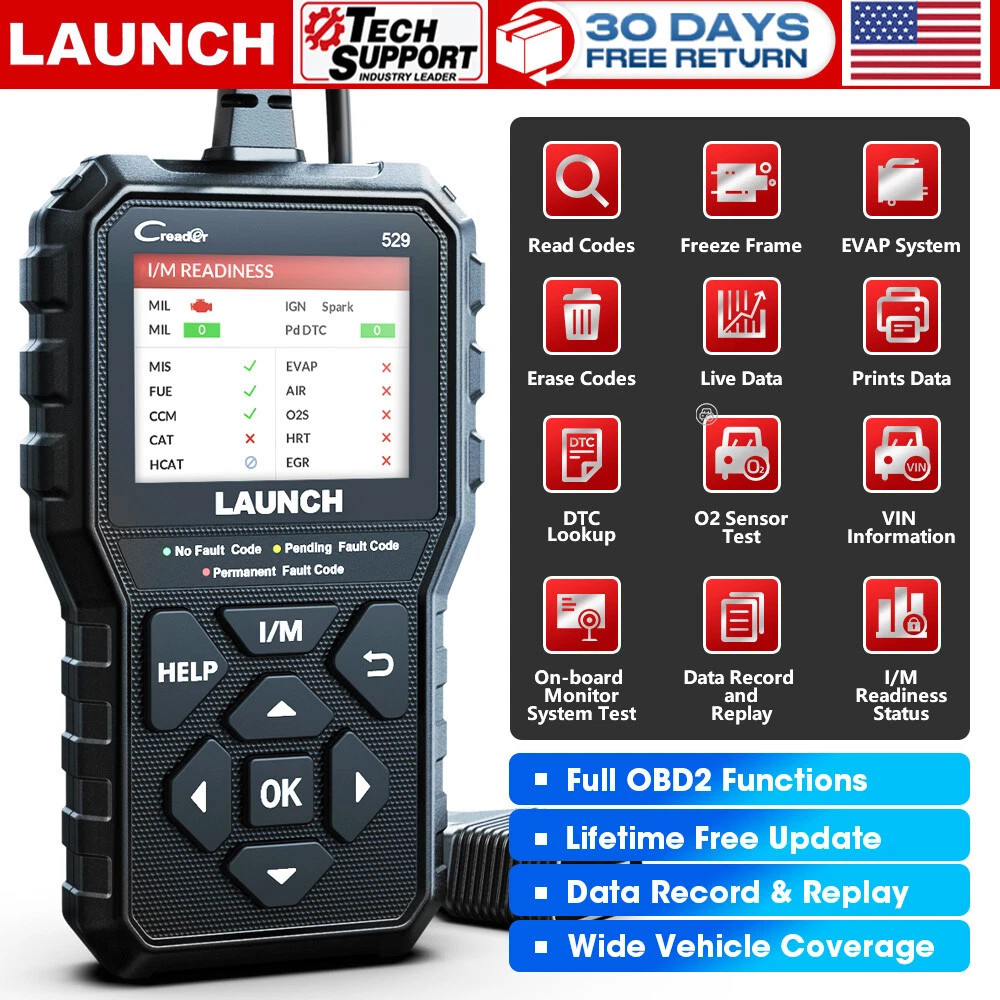LAUNCH CR529 OBD2 CAN EOBD Auto Car Code Reader Diagnostic Scanner Tool Engine#！