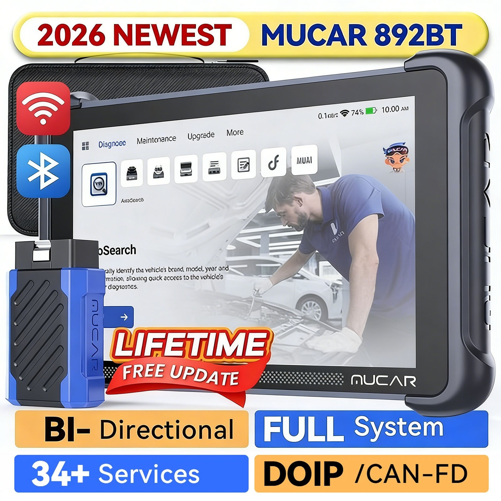 🔥MUCAR 892BT AI Services Bi-directional Tool Car KEY Coding Diagnostic Scanner