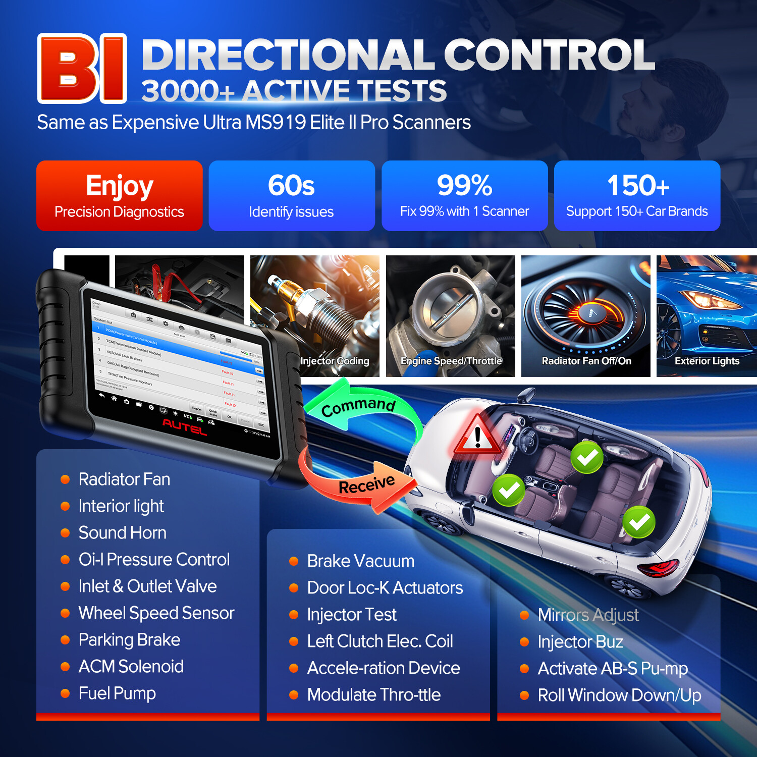 2024 Autel MaxiCOM MK808BT PRO Bi-directional OBD2 Scanner Auto Diagnostic Tool