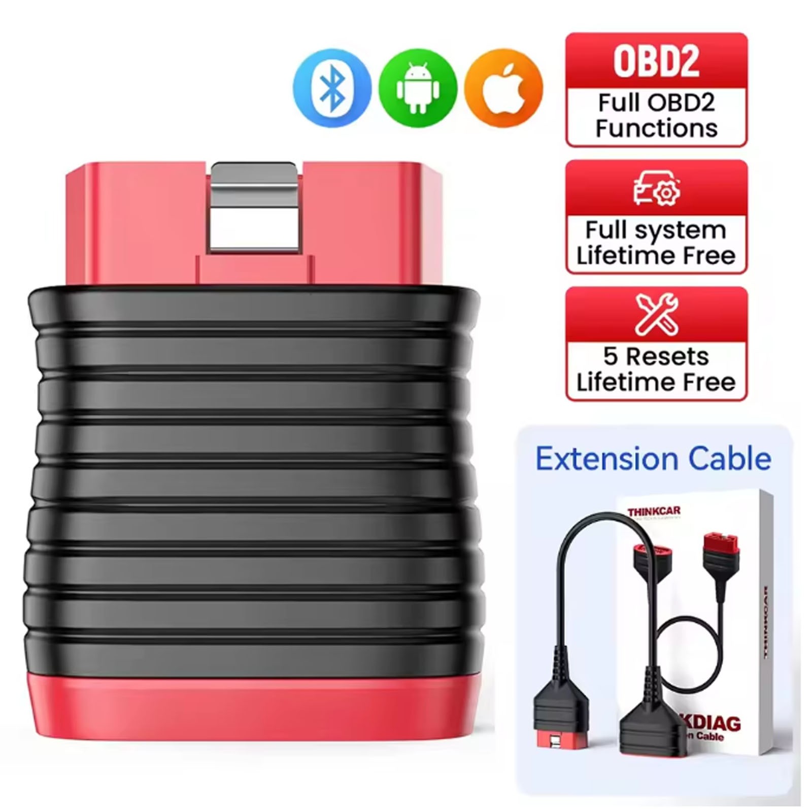 Thinkcar BD6 OBD2 Scanner All System Diagnostic Tool ABS SRS EPB+Extension cable