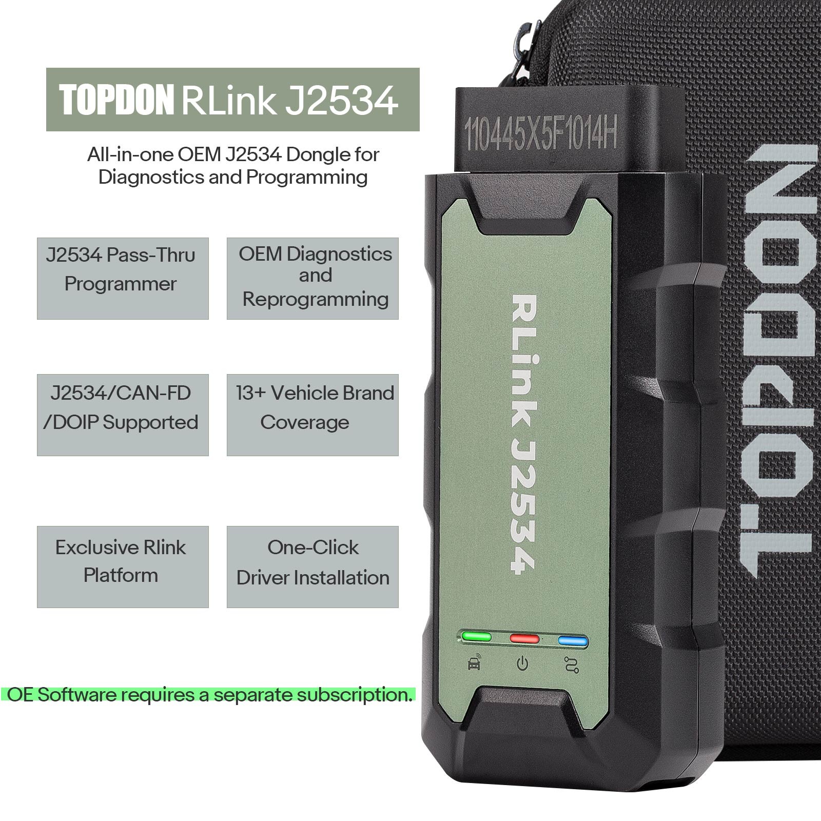TOPDON Rlink J2534 Pass-Thru Programmer Diagnostic Support All J2534 Protocol US