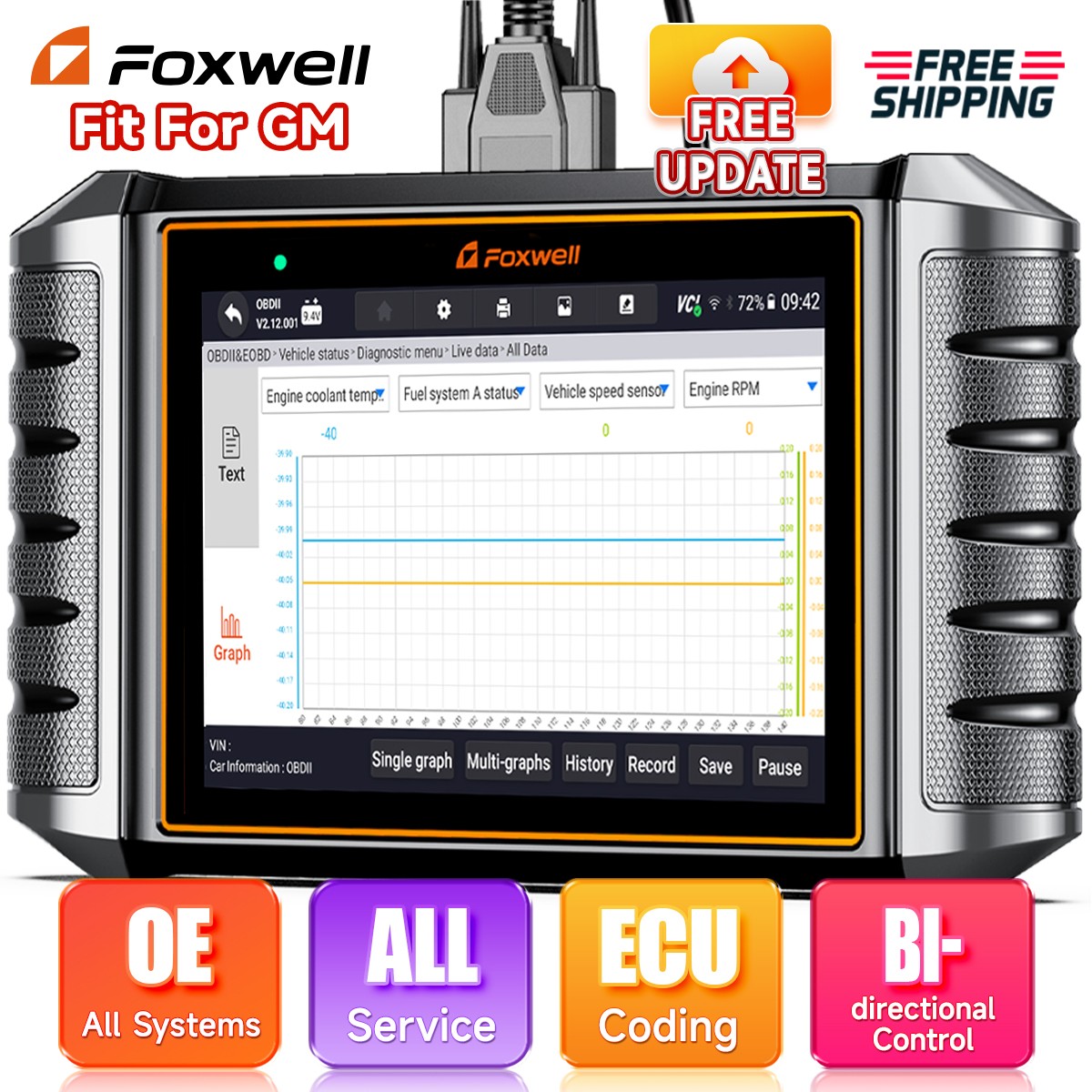FOXWELL NT710 For GM Bi directional ECU Coding Car OBD2 Scanner Diagnostic