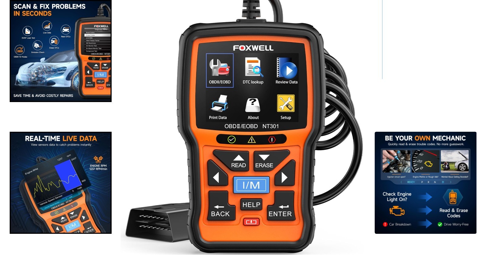 Professional OBDII Diagnostic Tool – Foxwell NT301 for Accurate Fault Detection