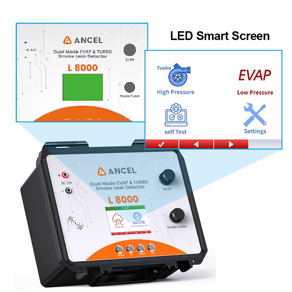 ANCEL L8000 Automotive EVAP Smoke Machine Vacuum Detector Leak Detection Tester