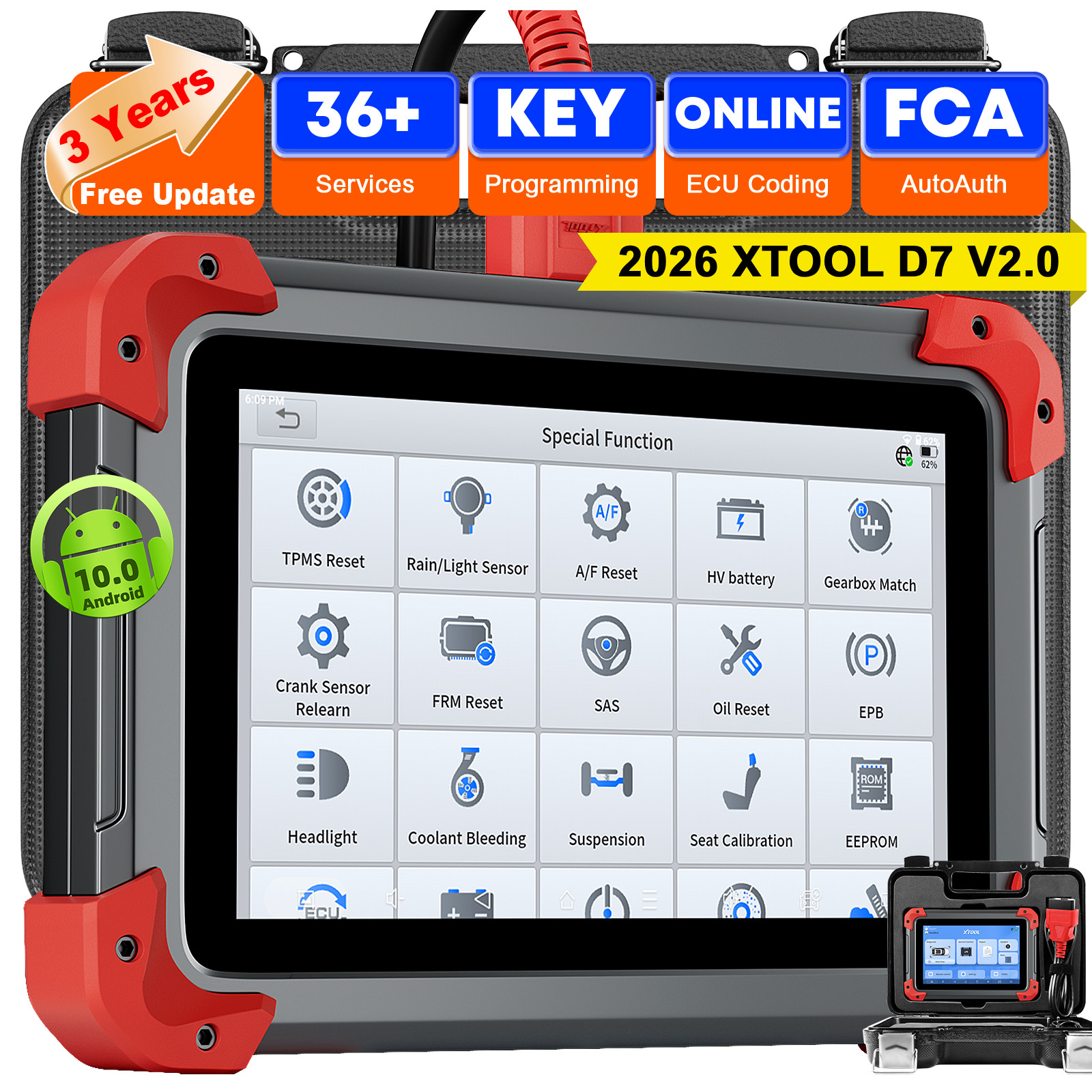 XTOOL D7 V2.0 Full System Diagnostic Active Test OBD2 Scanner FCA DoIP 36 Reset
