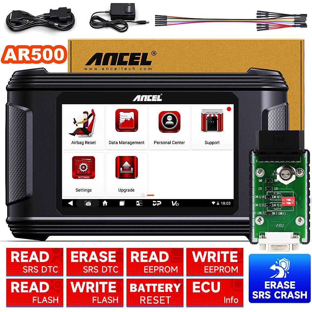 Ancel AR500 Car Scanner OBD2 SRS Crash data Clear Airbag Module Repair Tool Kit