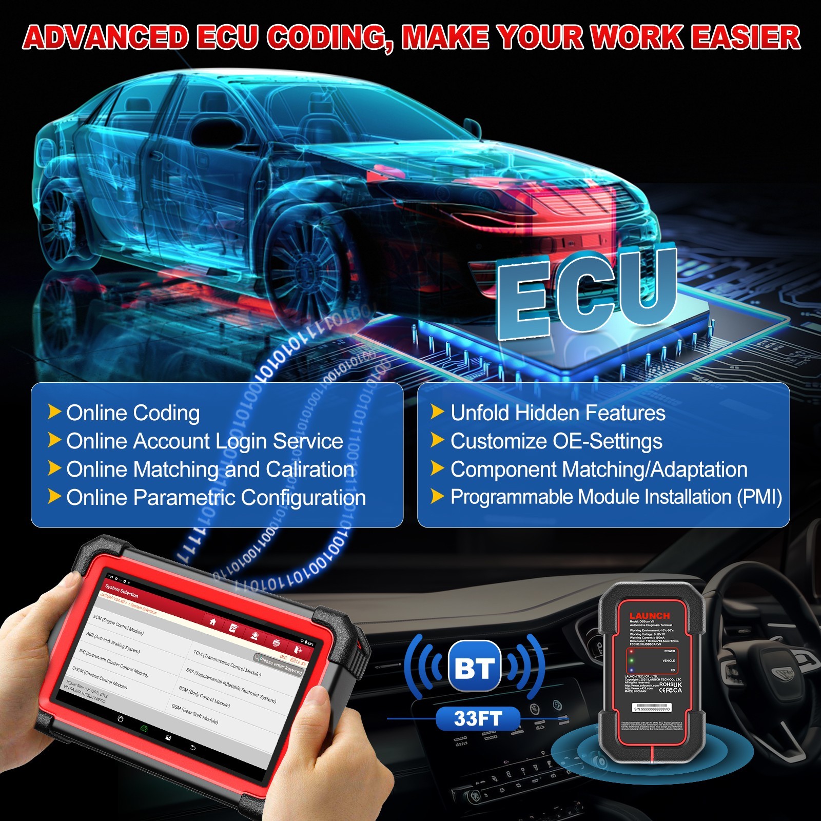 LAUNCH X431 CRP919 BT WIFI Bidirectional Car Diagnostic Scanner Key Coding BT
