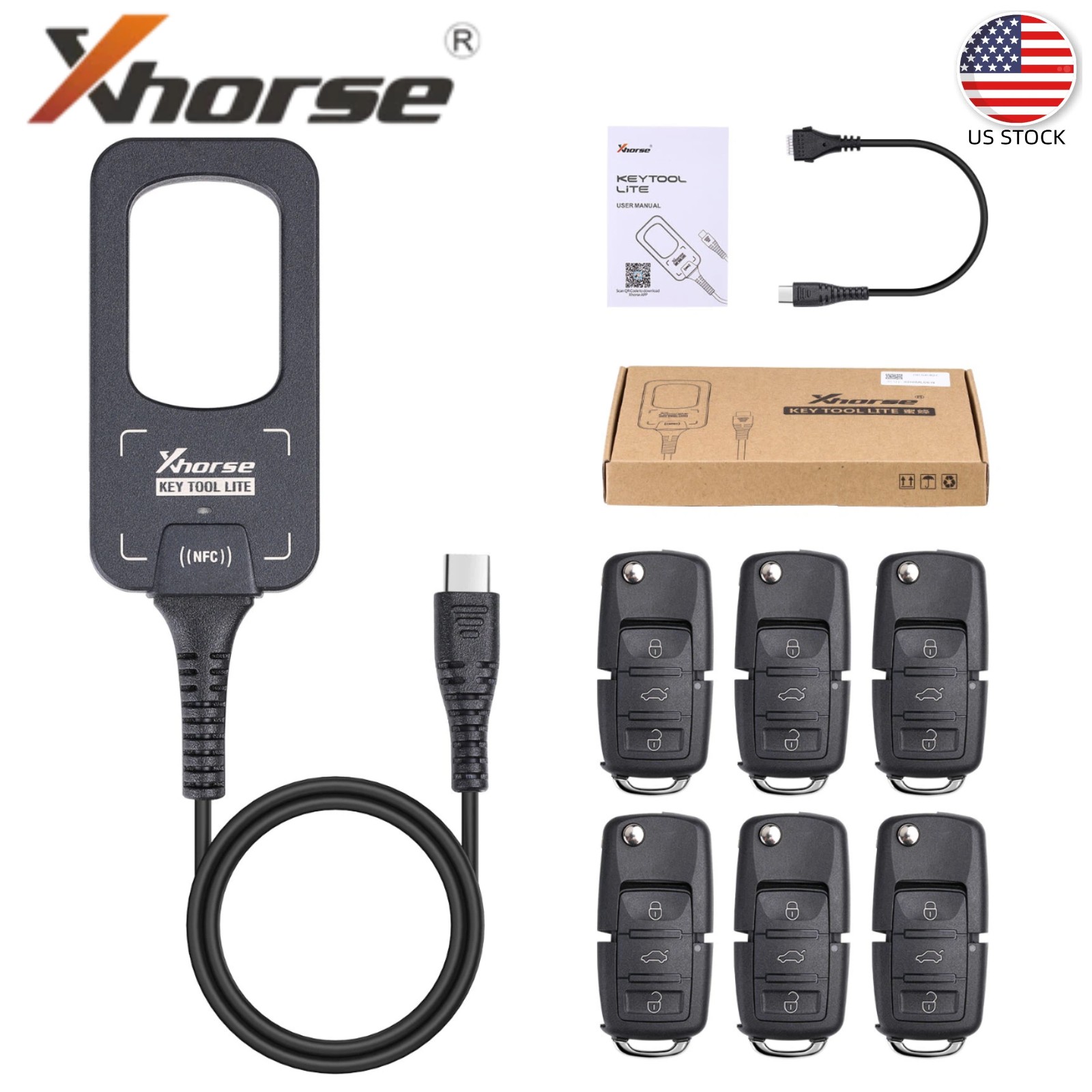 Xhorse VVDI BEE K-ey Tool Lite Generate Transponder with 6 XKB501EN Wire Remotes