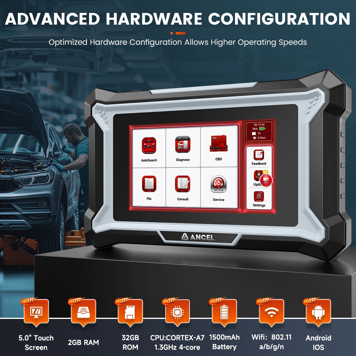 DS100 OBD2 Scanner Car Diagnostic Tool ABS SRS Engine AT Throttle Relearn OIL HD