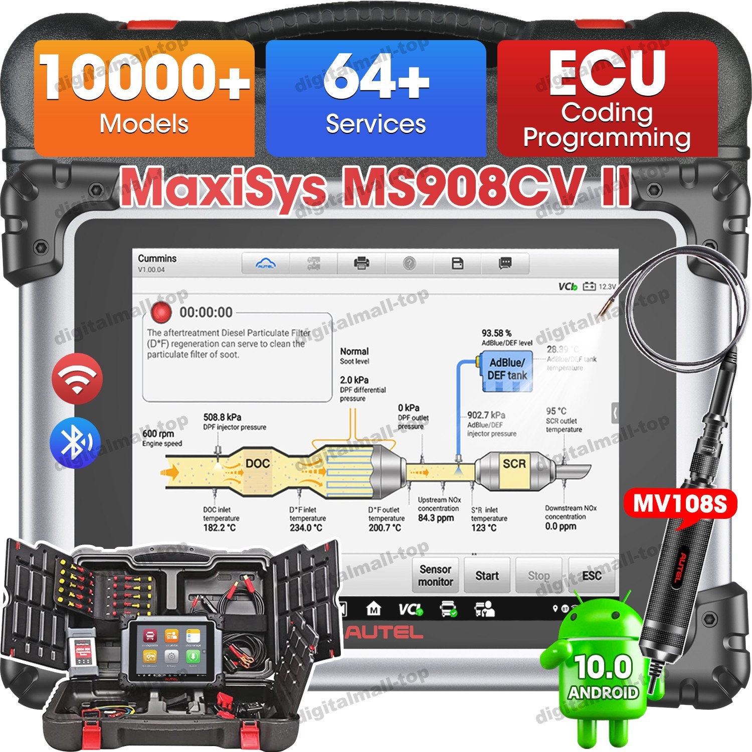 AUTEL MaxiSys MS908CV II HD Diagnostic Truck Scanner DPF Regeneration ECU Coding