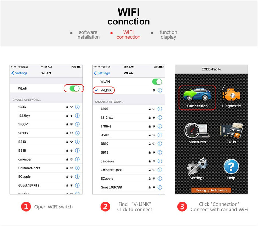 Car WiFi Wireless OBDII OBD2 Scanner Torque Tools Diagnostic Testing V1.5 ELM327
