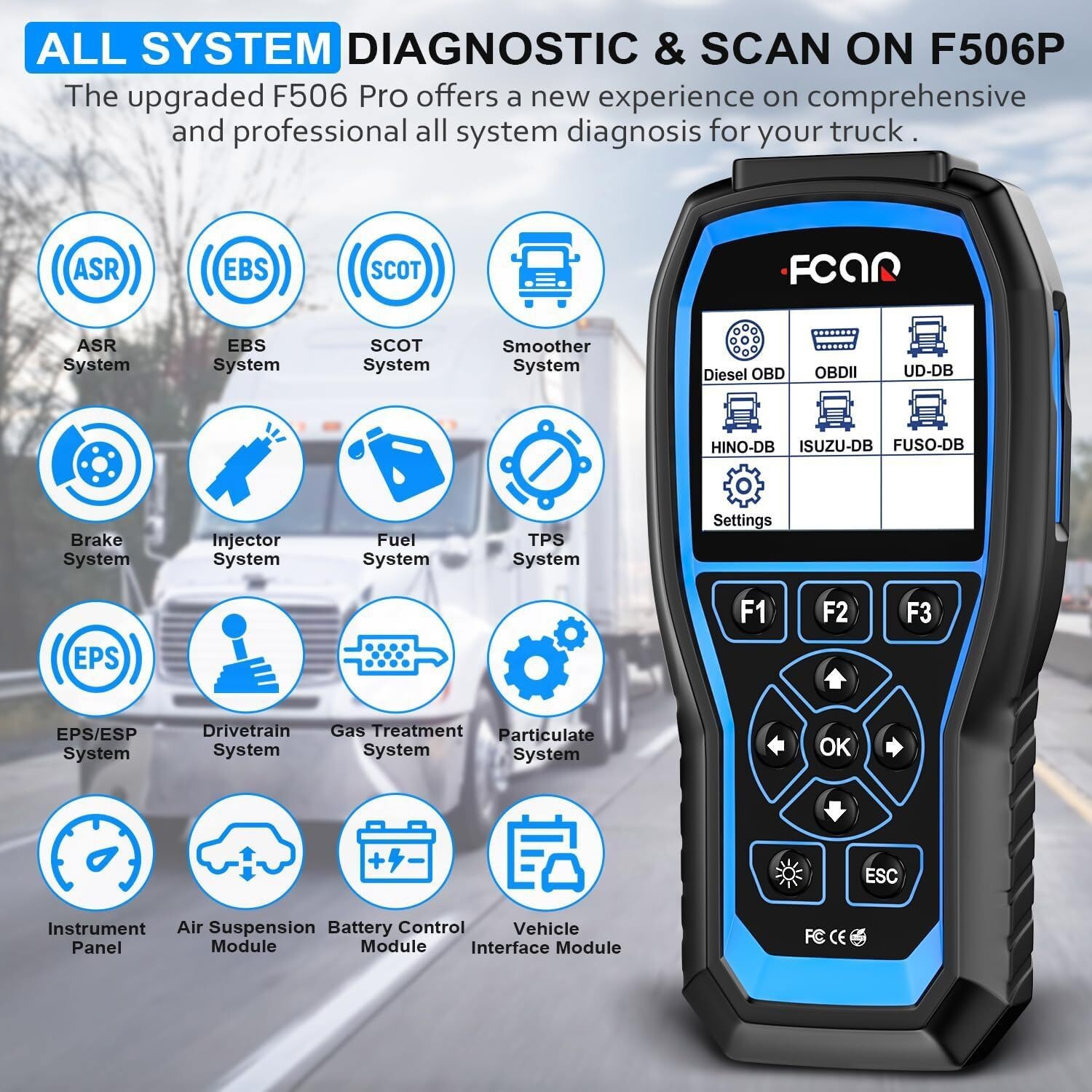For Isuzu/UD/Hino/Fuso Heavy Duty Truck All System HD OBD Code Reader DPF Regen