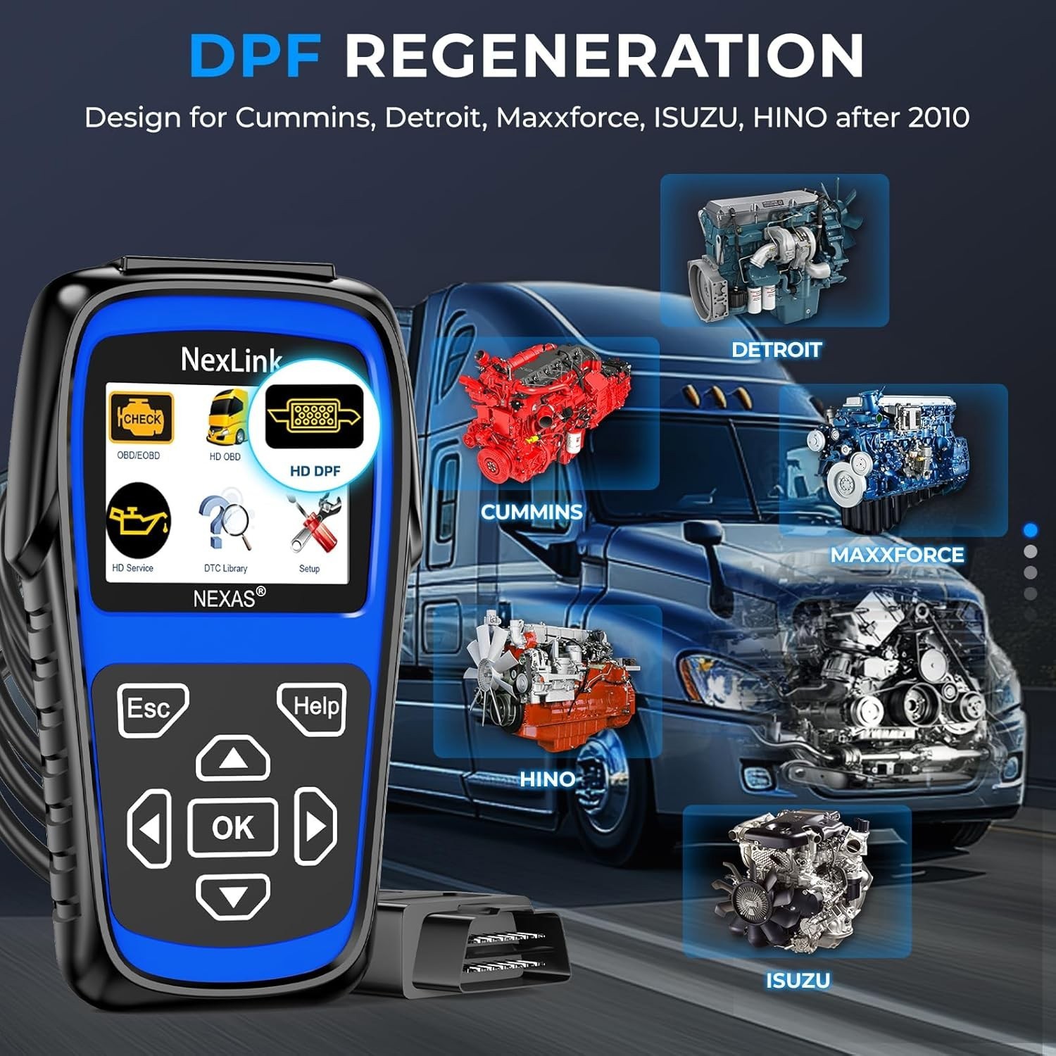 Heavy Duty Truck Scan Tool DPF Regen Tool Full System Diagnostic Diesel Scanner