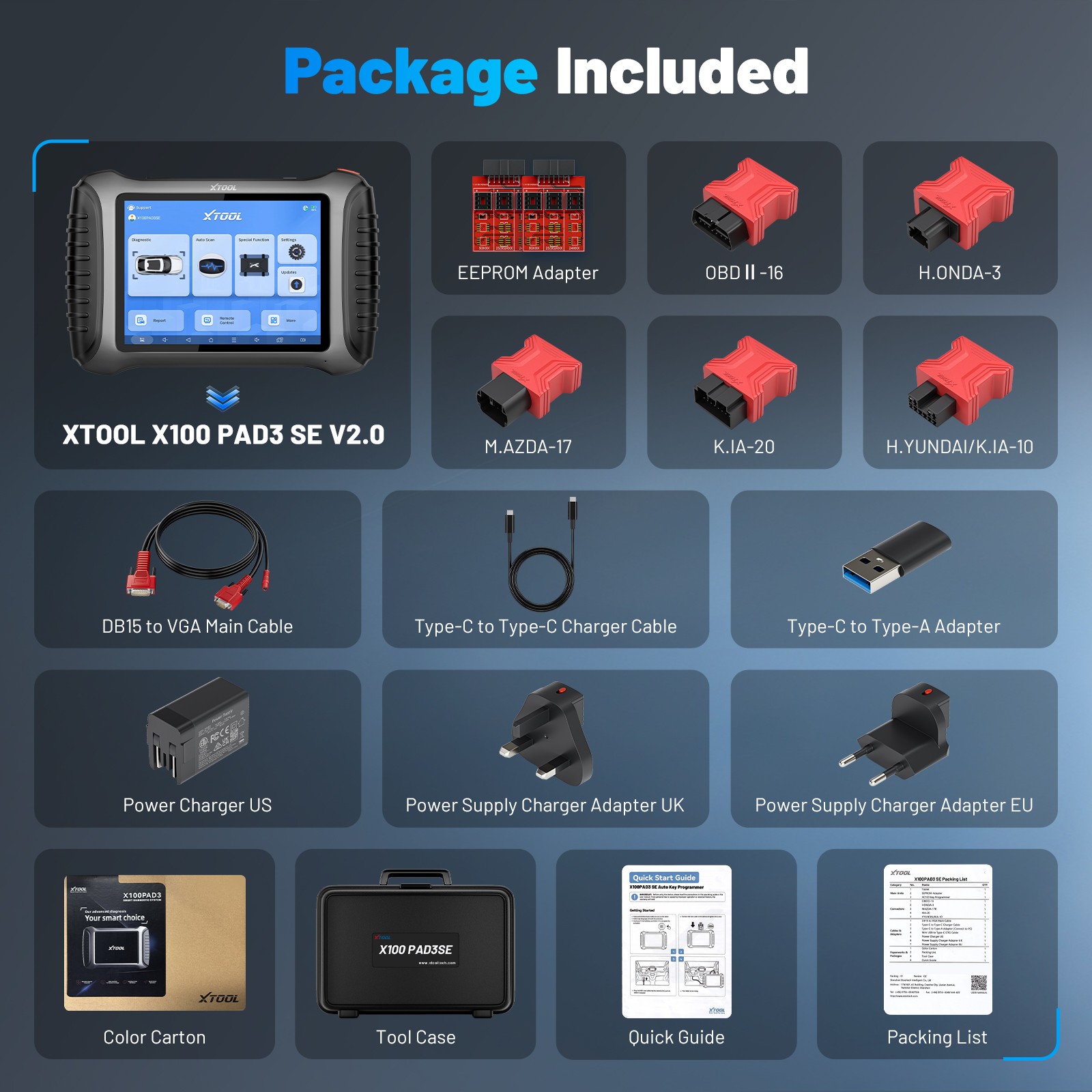 USED XTOOL X100 PAD3 SE V2.0 Bi-Directional Diagnostic Tool IMMO Key Programmer