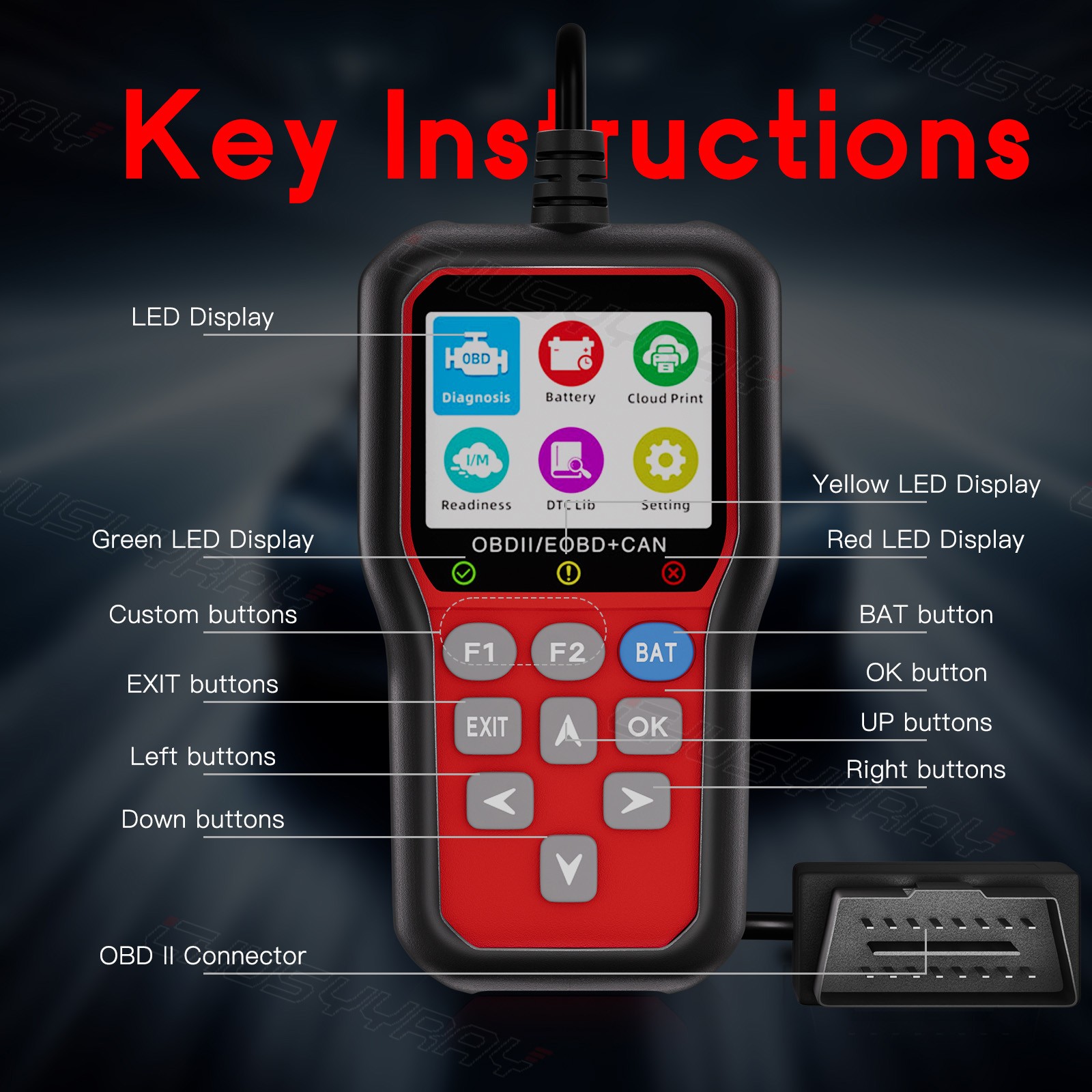 OBD2 Scanner Car Diagnostic tool Battery Tester DTC Lookup