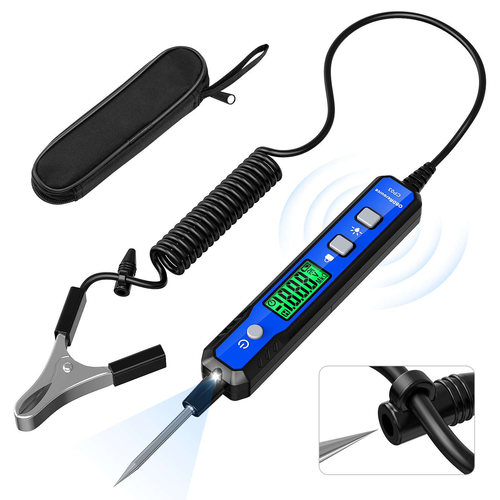 0.8V-100V DC Smart Automotive Test Light Buzzer Circuit Tester w/Sharp Probe USA