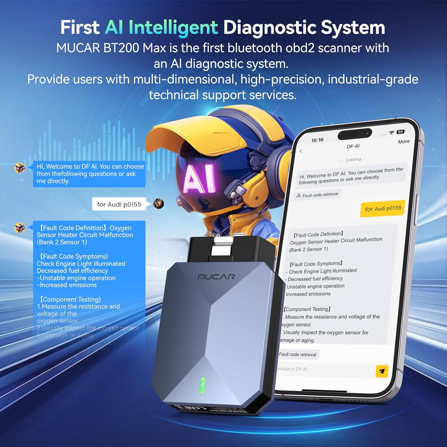MUCAR BT200 MAX Car OBD2 Scanner AUTO Diagnostic Tool All Systems 15 Resets US