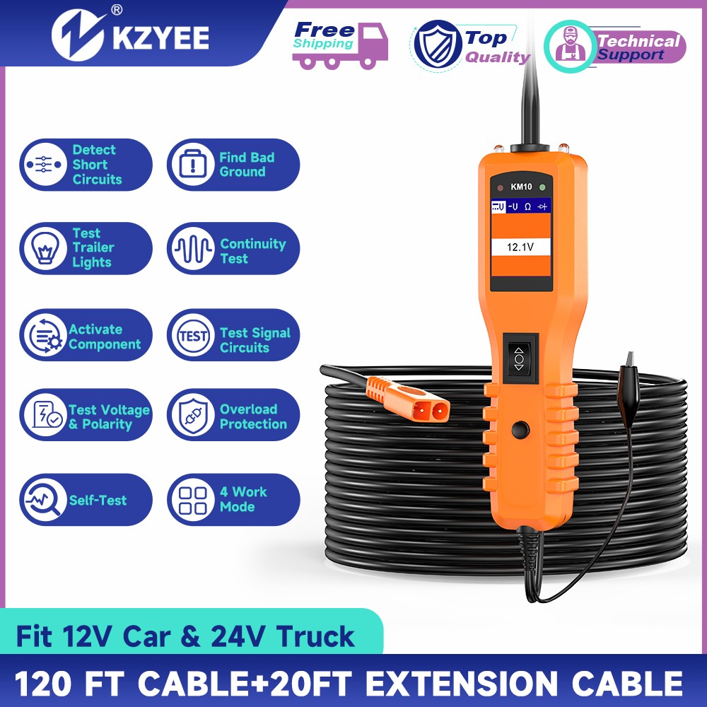 KZYEE KM10 12V 24V Power Circuit Tester Electrical System Probe Detector Tool