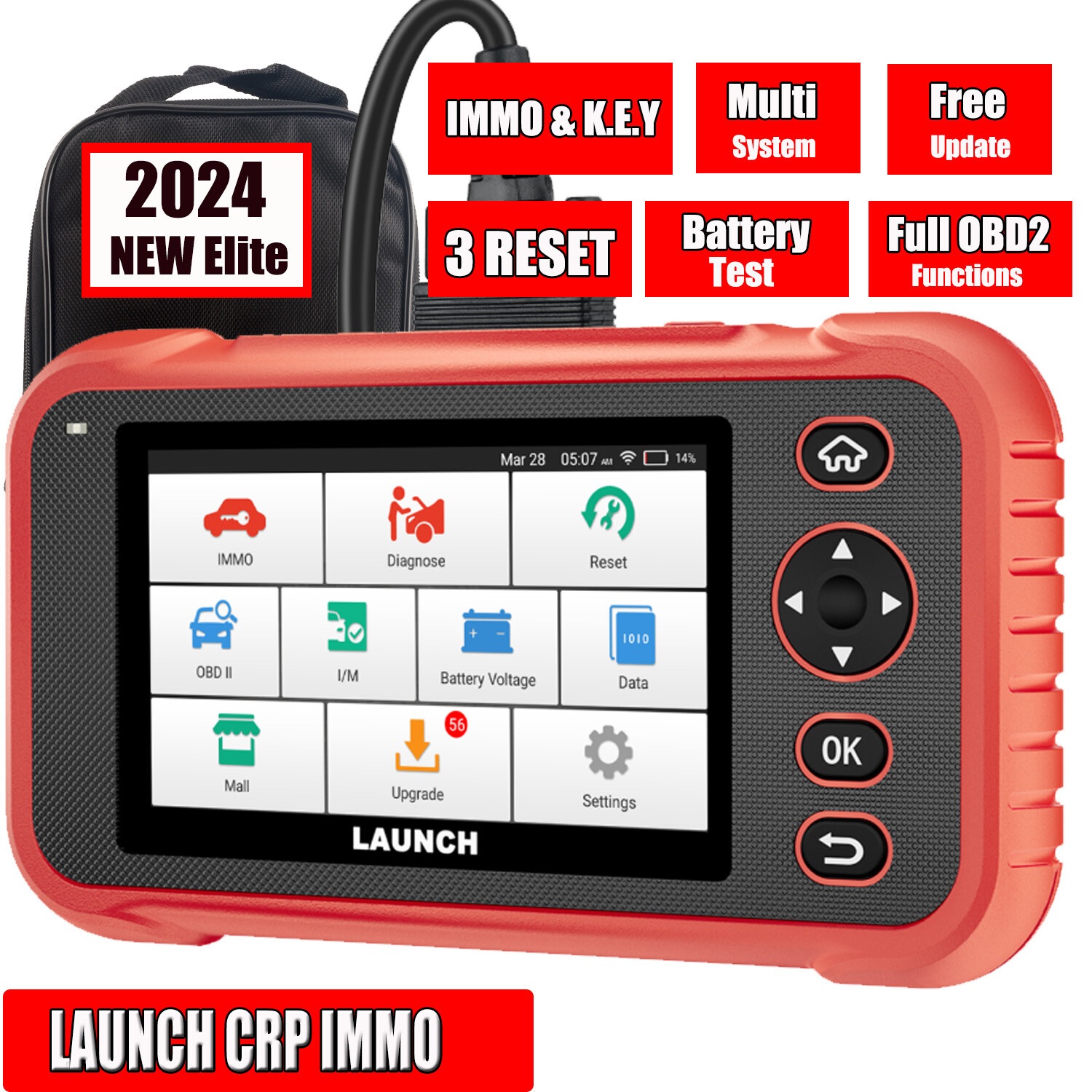 LAUNCH CRP IMMO OBDII Scanner Reader 3Reset Car Diagnostic Tool Key Learning US