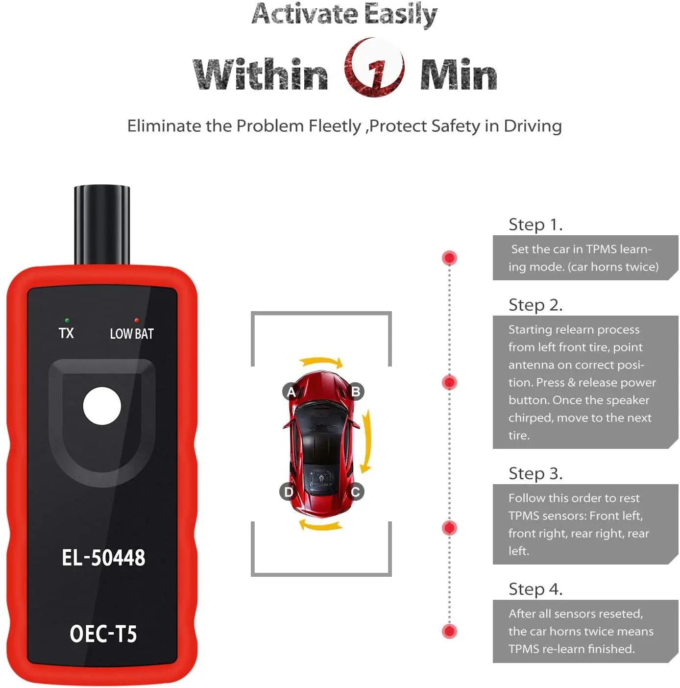 EL50448 Universal Car TPMS Tire Pressure Monitor Sensor Relearn Device New