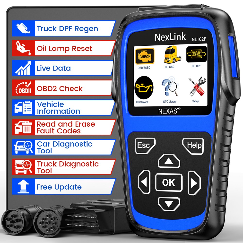 Nexas NL102P Heavy Duty HD Truck Code Reader DPF Regen Oil Reset ABS Diagnostic