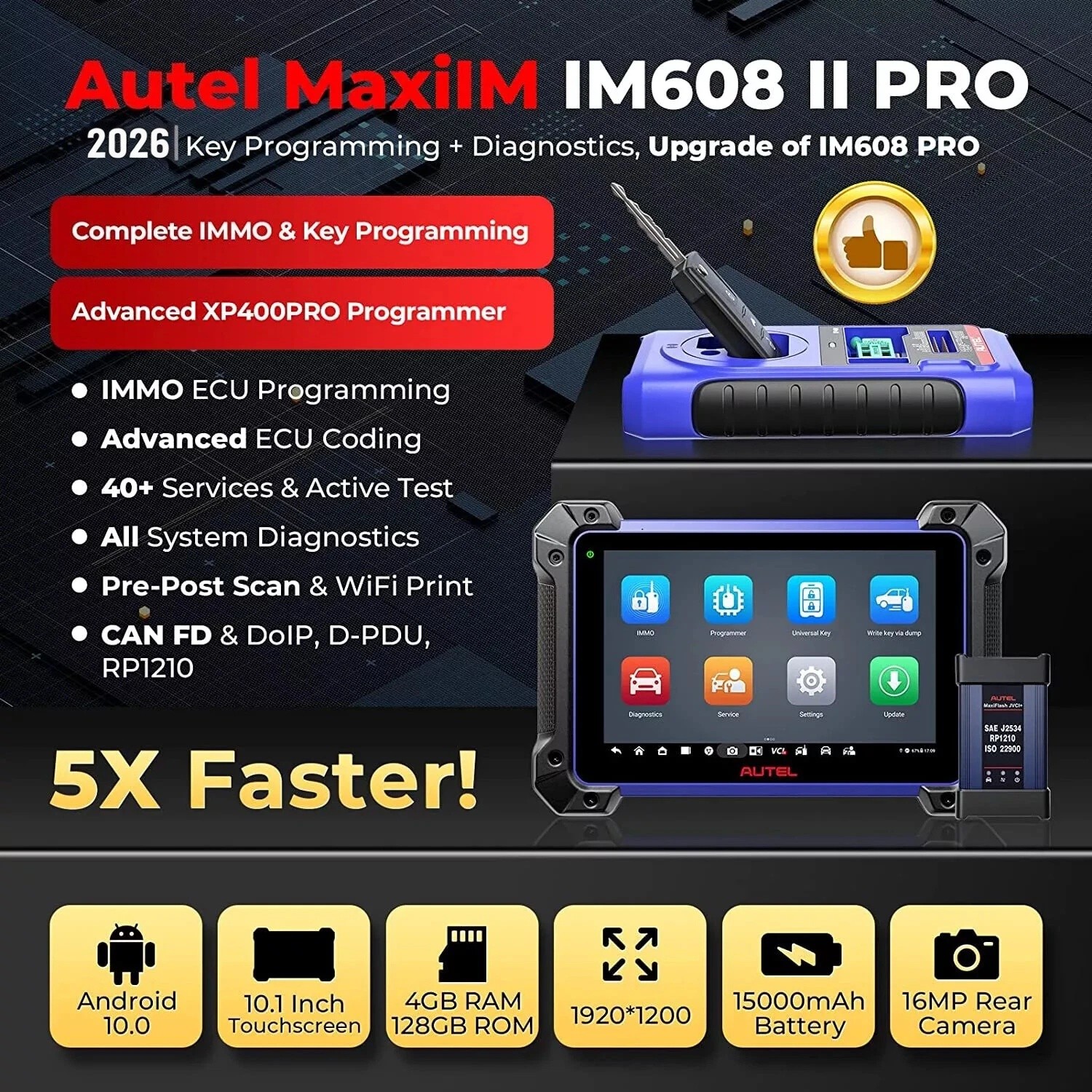 Autel MaxiIM IM608 PRO II IMMO Key Fob Programming Tool ECU Coding Bidirectional