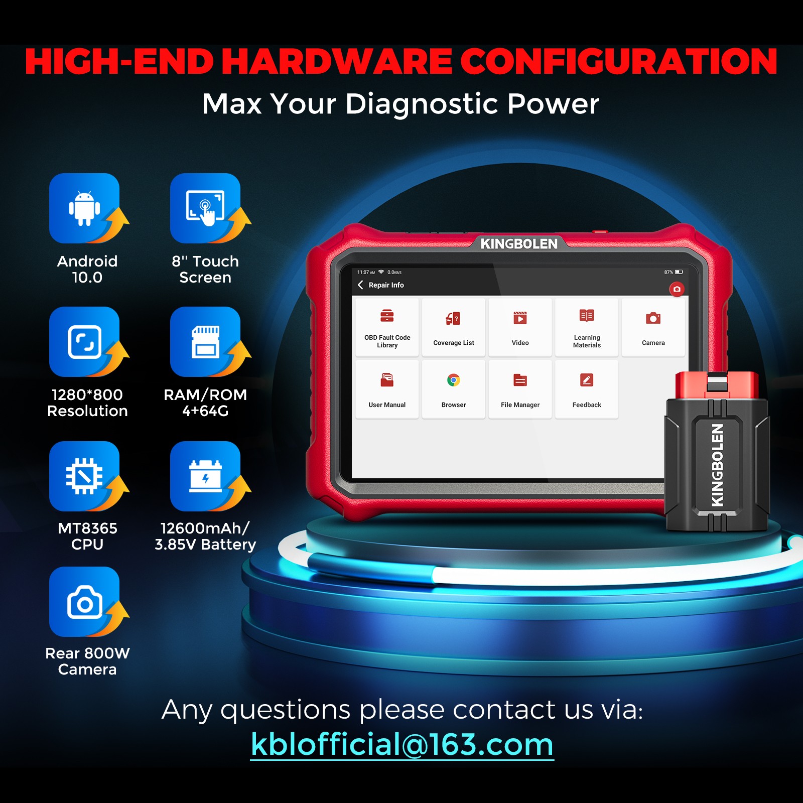 KINGBOLEN K8 PRO Wireless Bluetooth OBD2 Car Scanner Diagnostic Tool Free Update