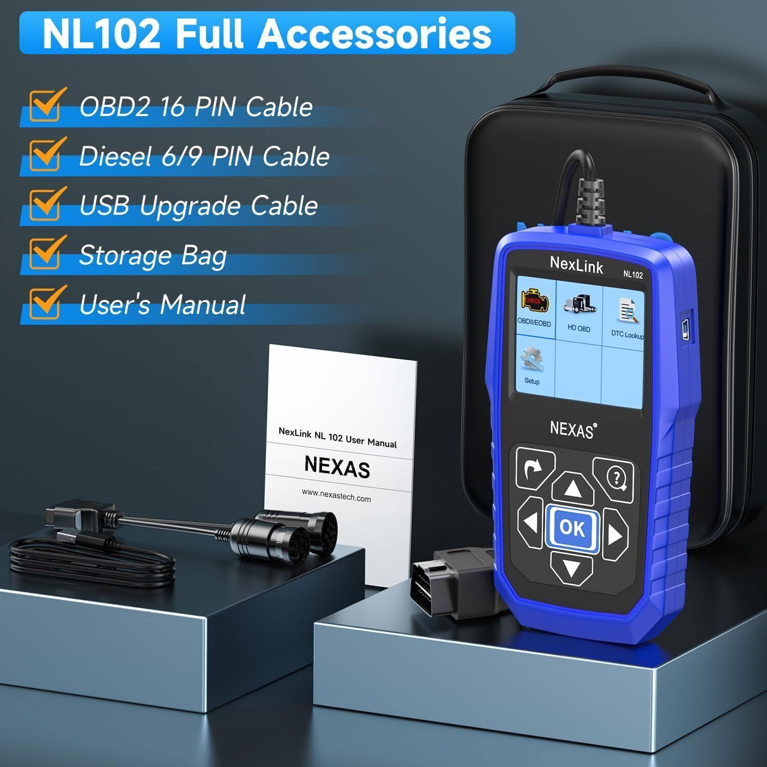 NEXAS NL102 Heavy Duty Diesel Truck Diagnostic Tool OBD2 Scanner HD Code Reader
