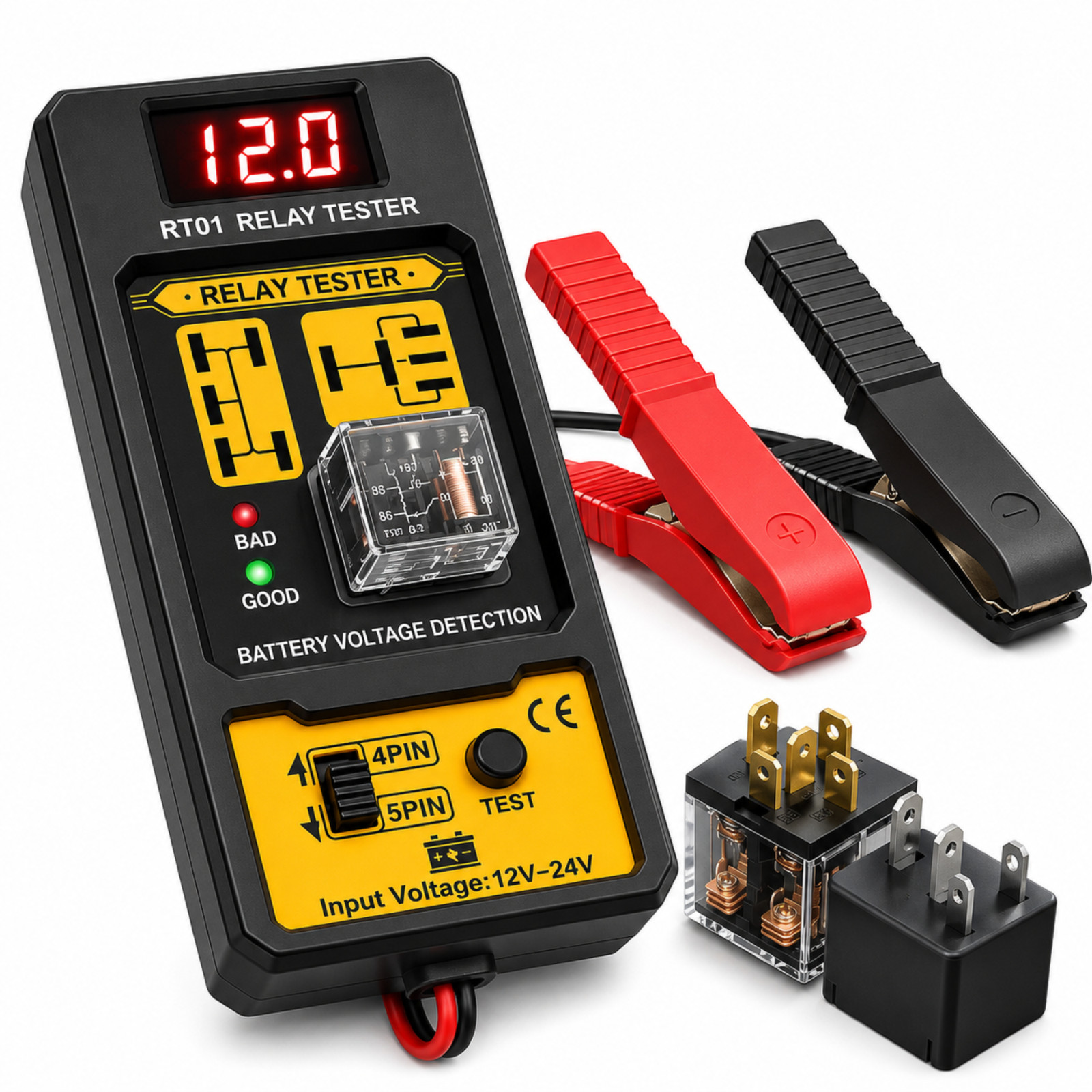 Universal Car Relay Tester 12V 24V Automotive Battery Relay Diagnostic Tool