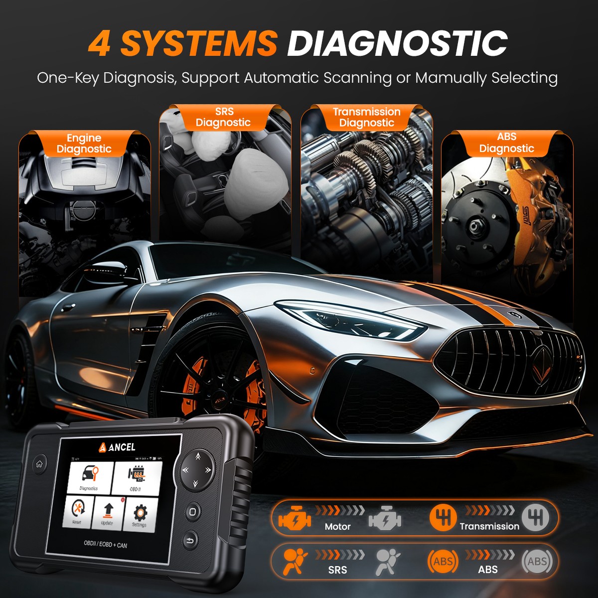 ANCEL FX2000 PRO Car OBD2 Scanner Reader ABS SRS Code Reader Engine Auto VIN