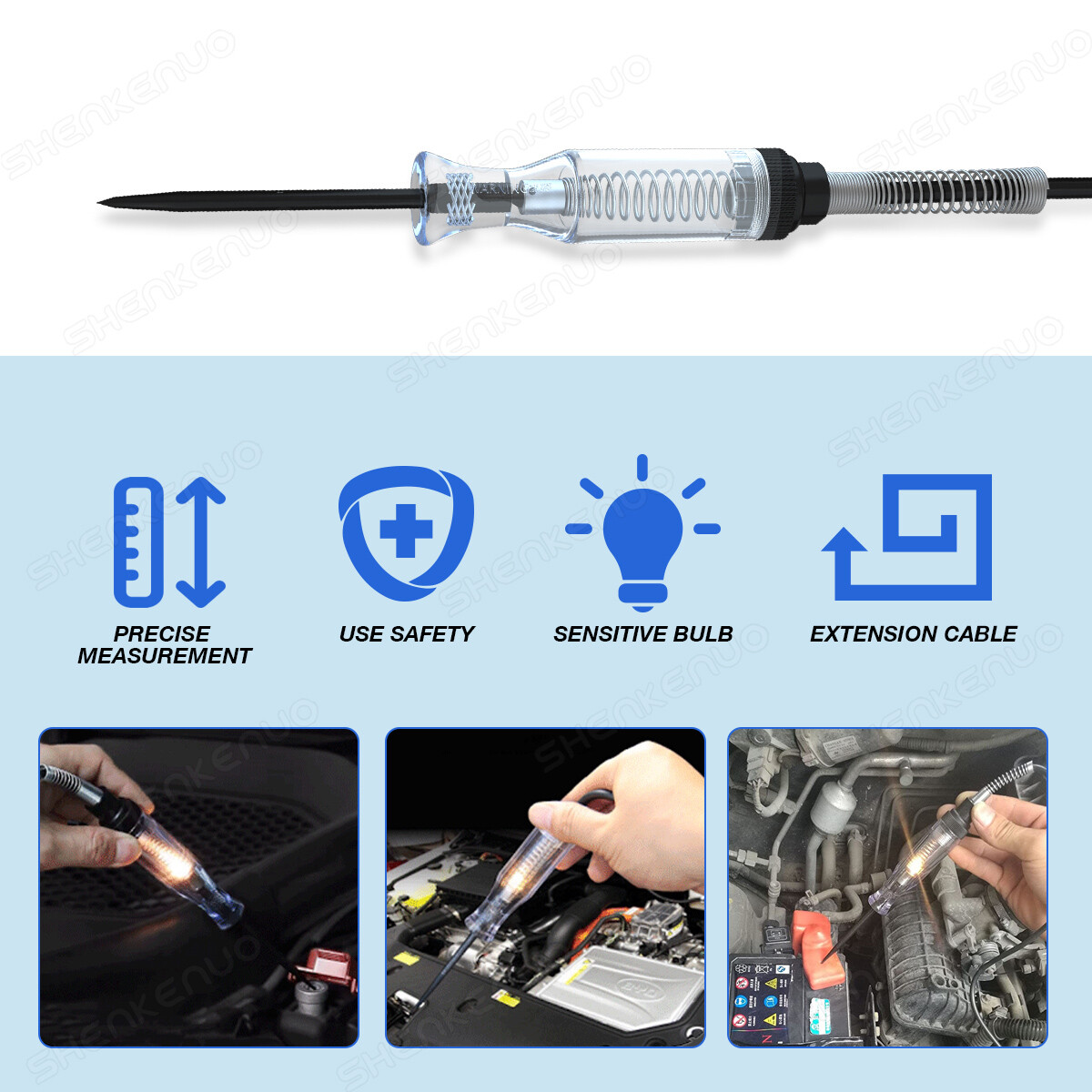 Test Light Car Circuit Tester Probe 6V 12V 24V Voltage Continuity Tester Car