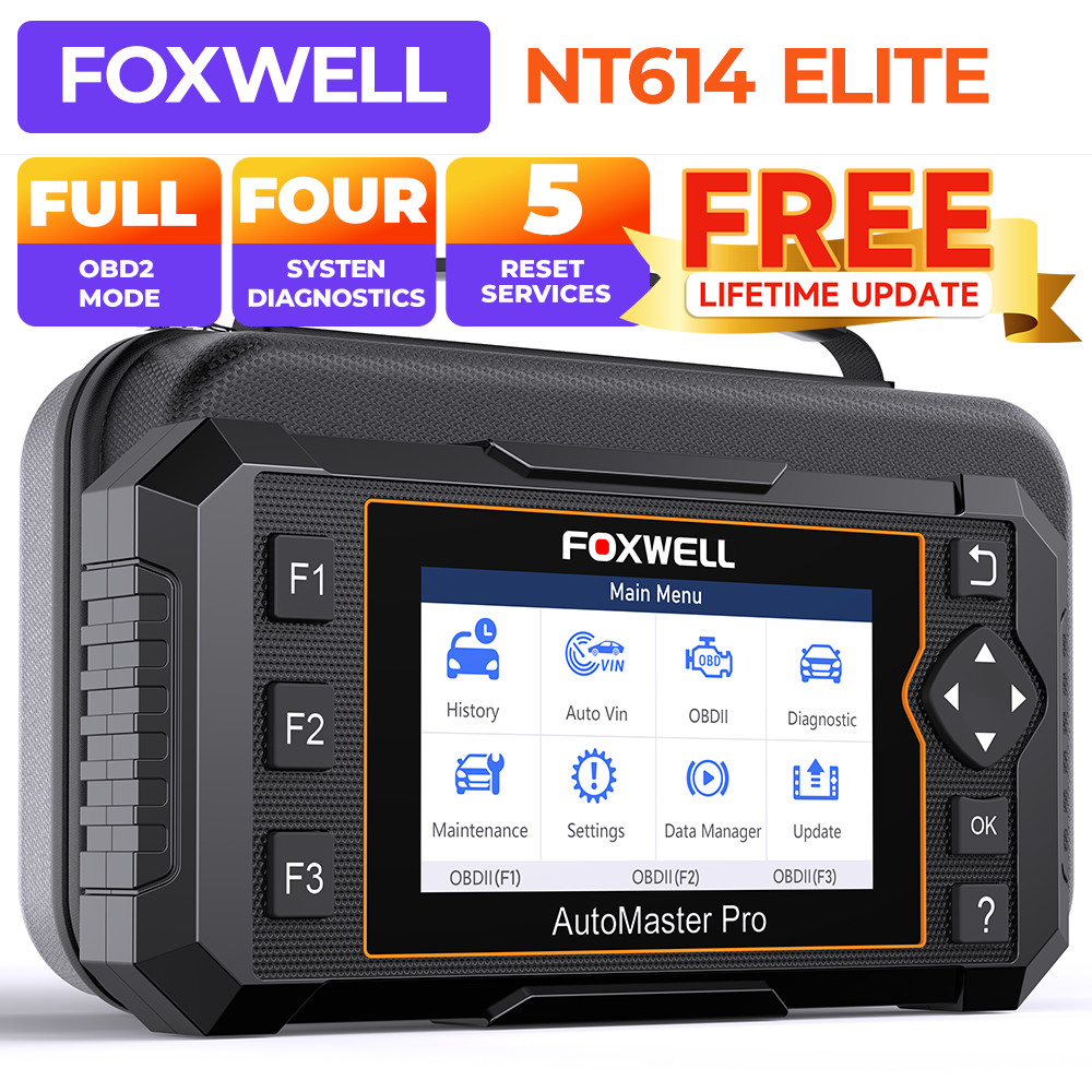 FOXWELL NT614 ELITE Car OBD2 Scanner 4 Systems Code Reader Throttle Adaptation
