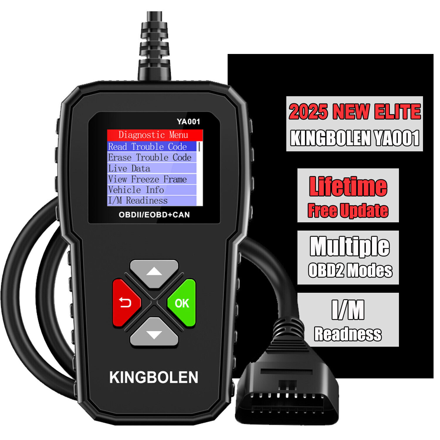 KINGBOLEN YA001 OBD2 Scanner Car Code Reader Full OBDII Diagnostic Scan Tools