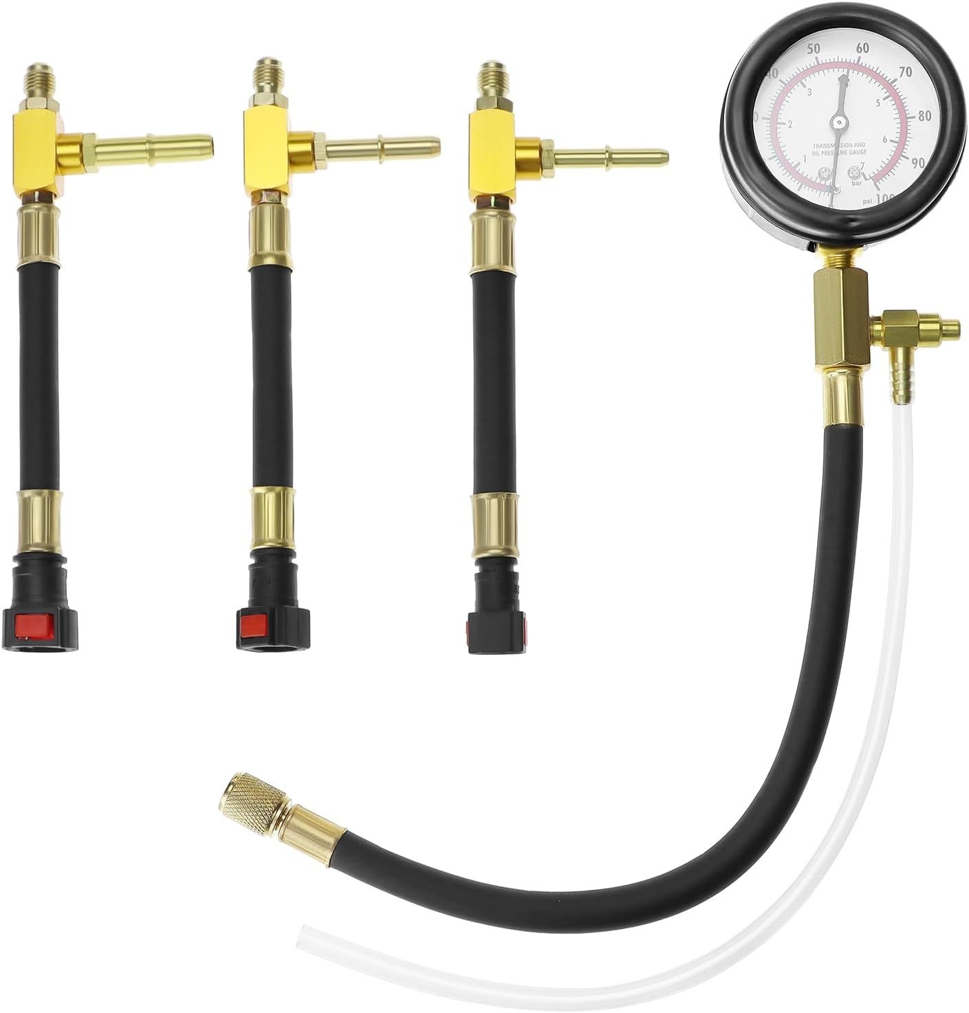 Brass-Fit Fuel Pressure Kit for Engines: 0-7 Bar / 0-100 PSI with Adapters