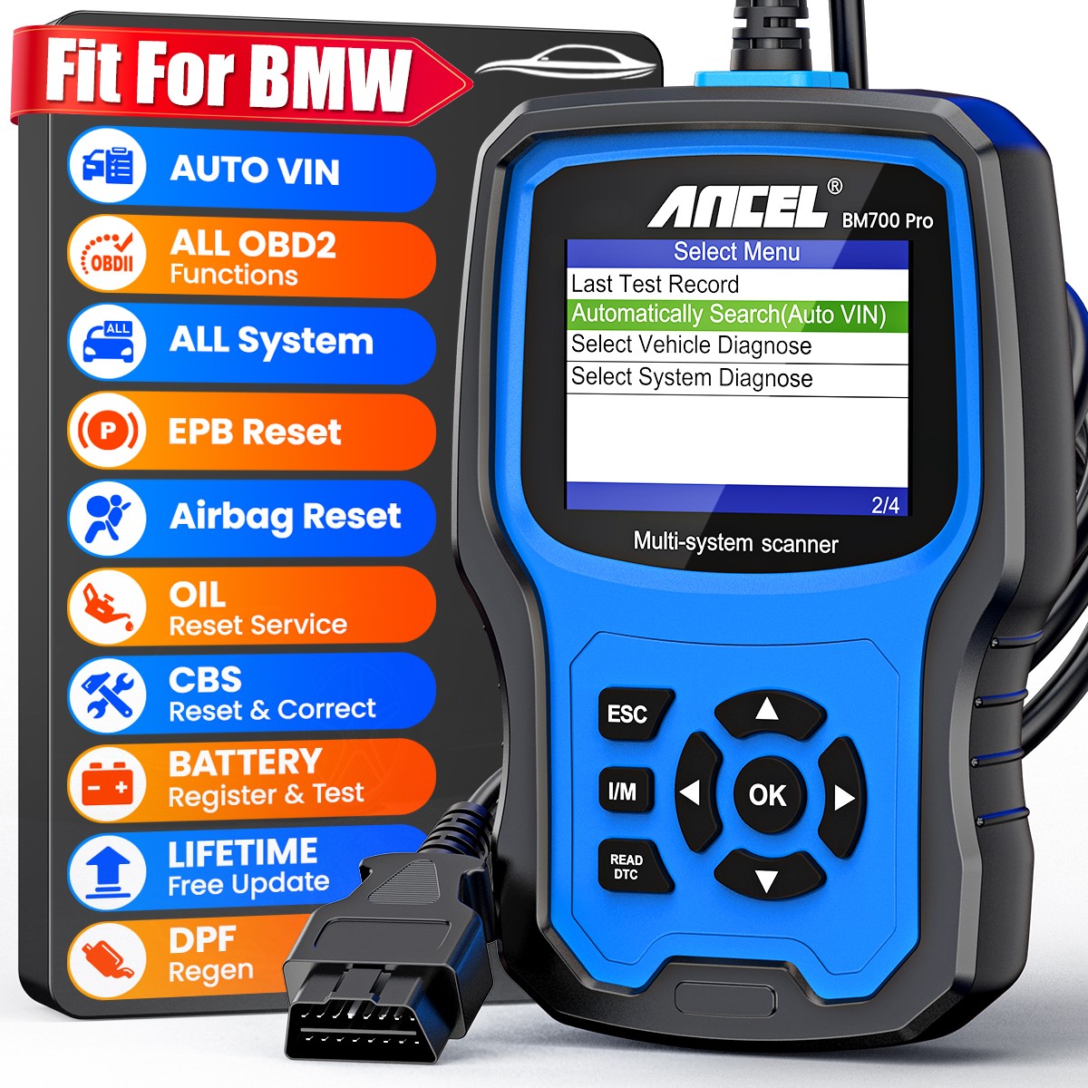 ANCEL For BMW OBD2 Scanner All System Diagnostic Tool ABS DPF BMS EPB OIL Reset