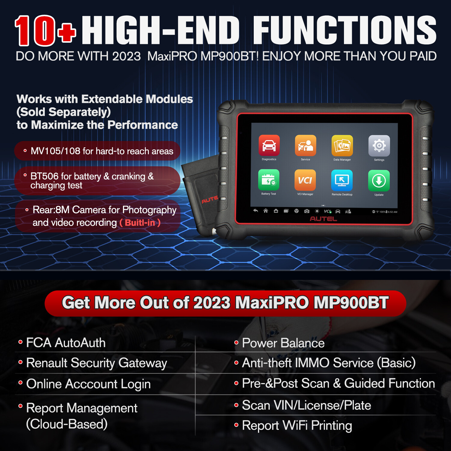 Autel MaxiPRO MP900-BT 2025 Diagnostic Scanner DoIP/CAN FD Upgraded of MP808SPRO