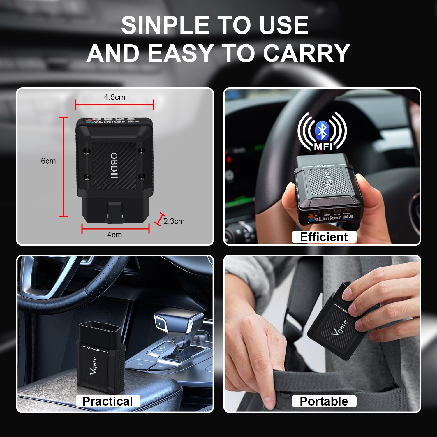 Vgate vLinker MS BT3.0 OBD2 Diagnostic Scan Tool Car Code Reader IOS/Android/PC