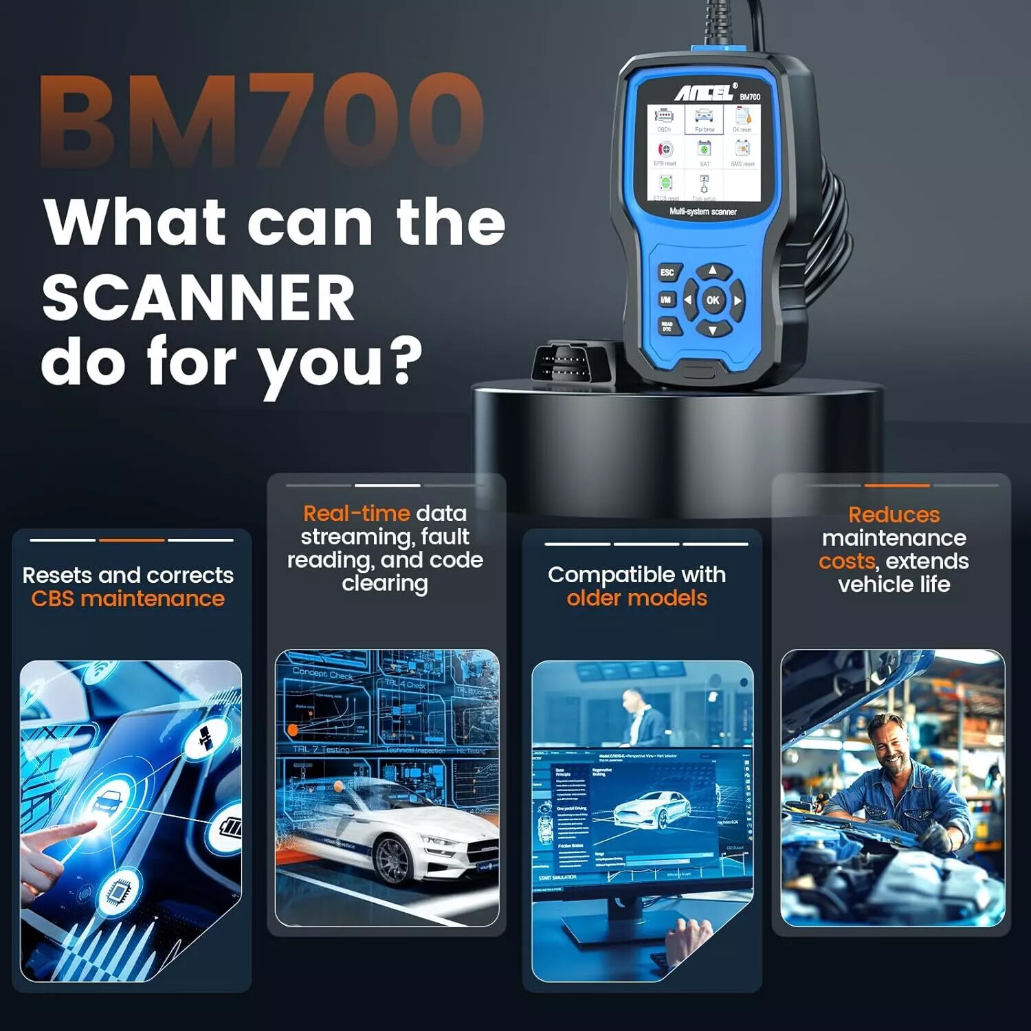 Ancel BM700 Full System OBD2 Scanner Code Reader Diagnostic ABS SRS Fits BMW