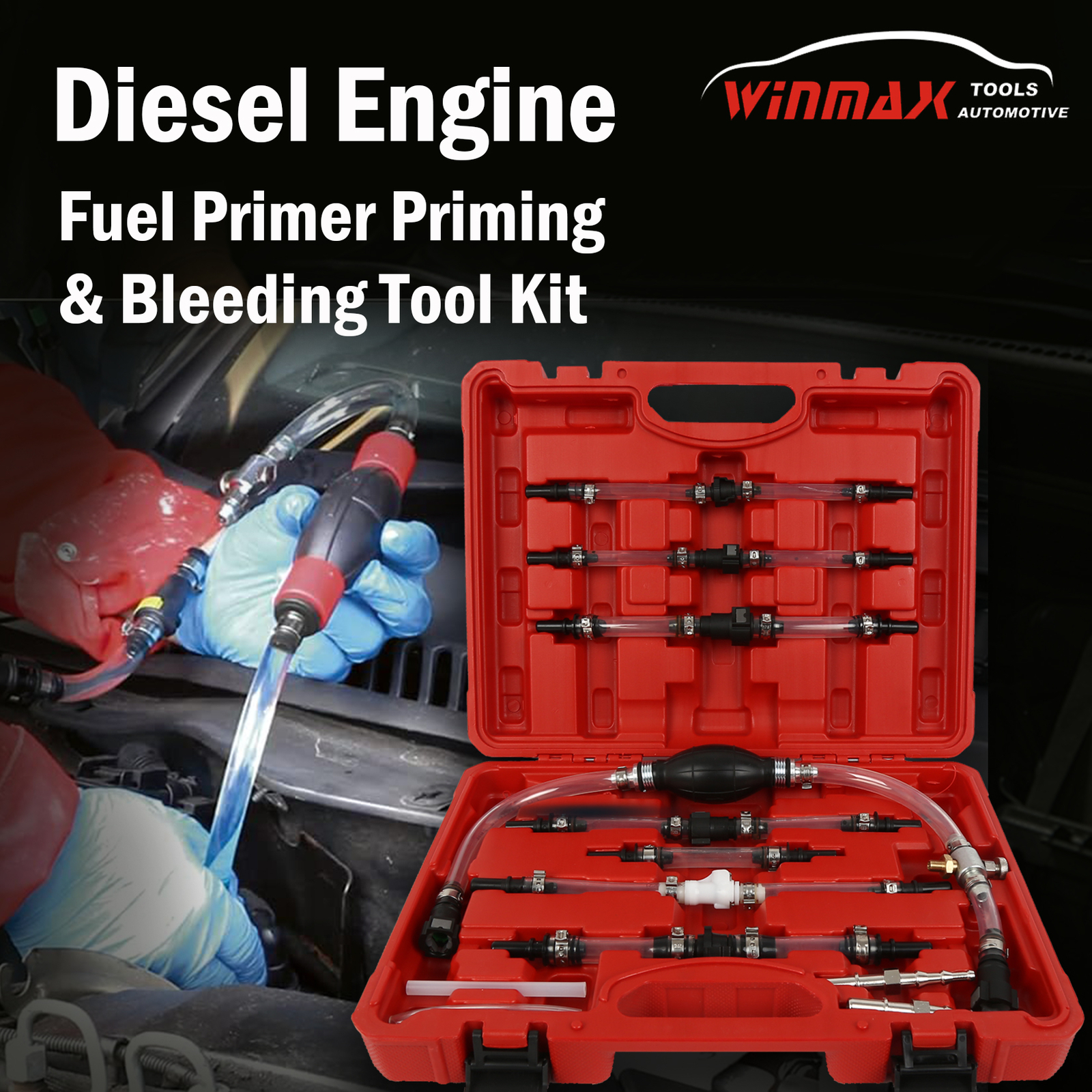 12pcs Diesel Engine Fuel Primer Priming & Bleeding Tool Kit Male and Female Ends