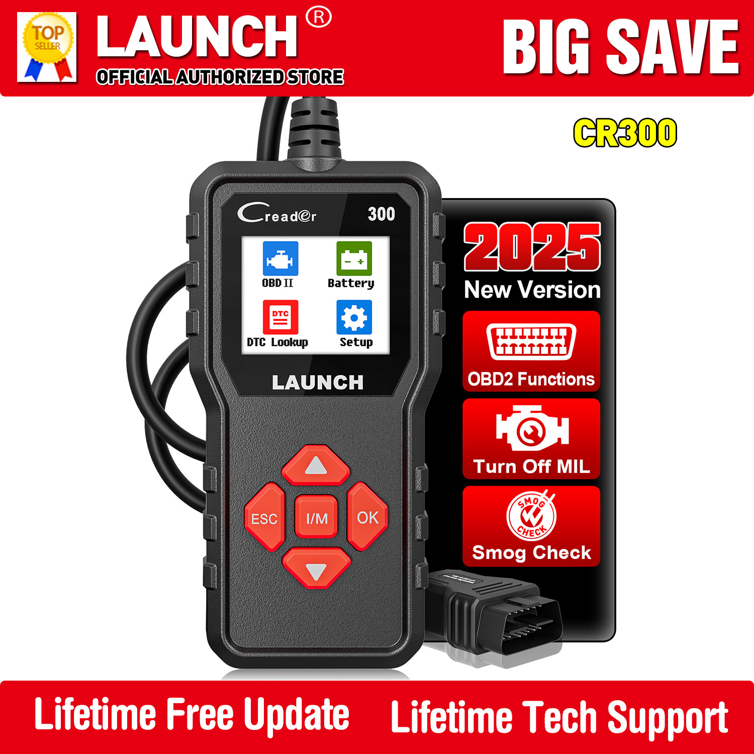 2026 LAUNCH CR300 Automotive OBD2 Scanner Car Check Engine Fault Diagnostic Tool