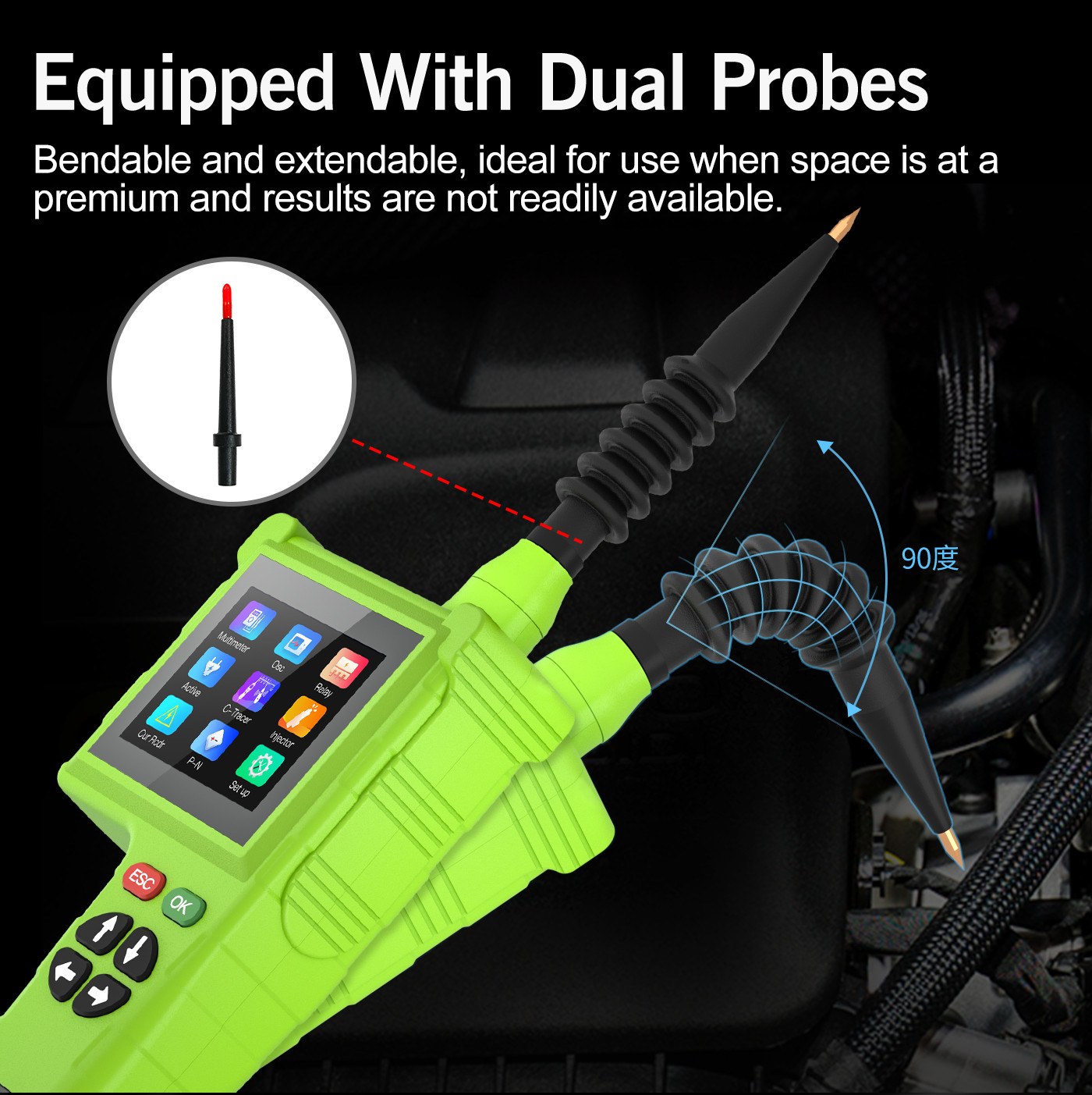 Topdiag P200 Pro Car Circuit Tester Power Probe Kit Relay Fuel Injector Tester