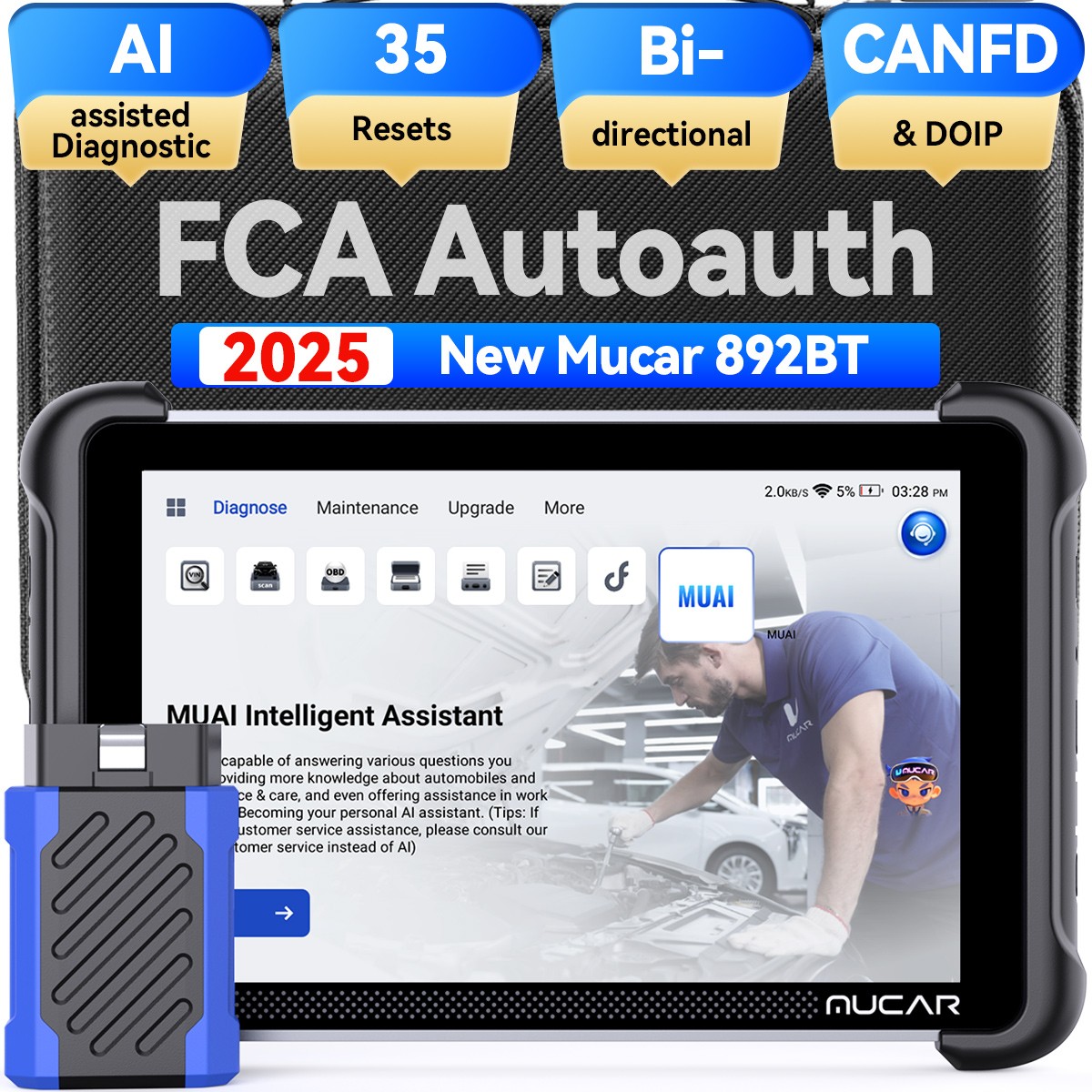 MUCAR 892BT OBD2 Scanner Bidirectional Diagnostic Tool Free Lifetime Upgrade US