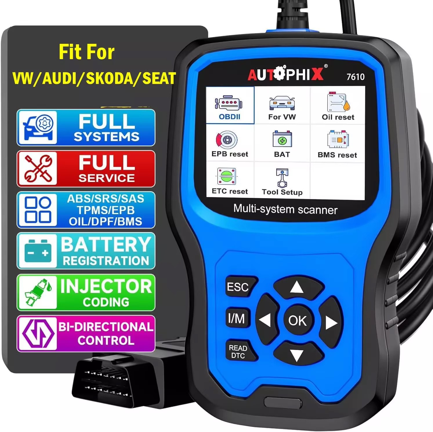 AUTOPHIX 7610 Fit for VW Audi Full System Diagnostic OBD2 Code Reader Oil Reset