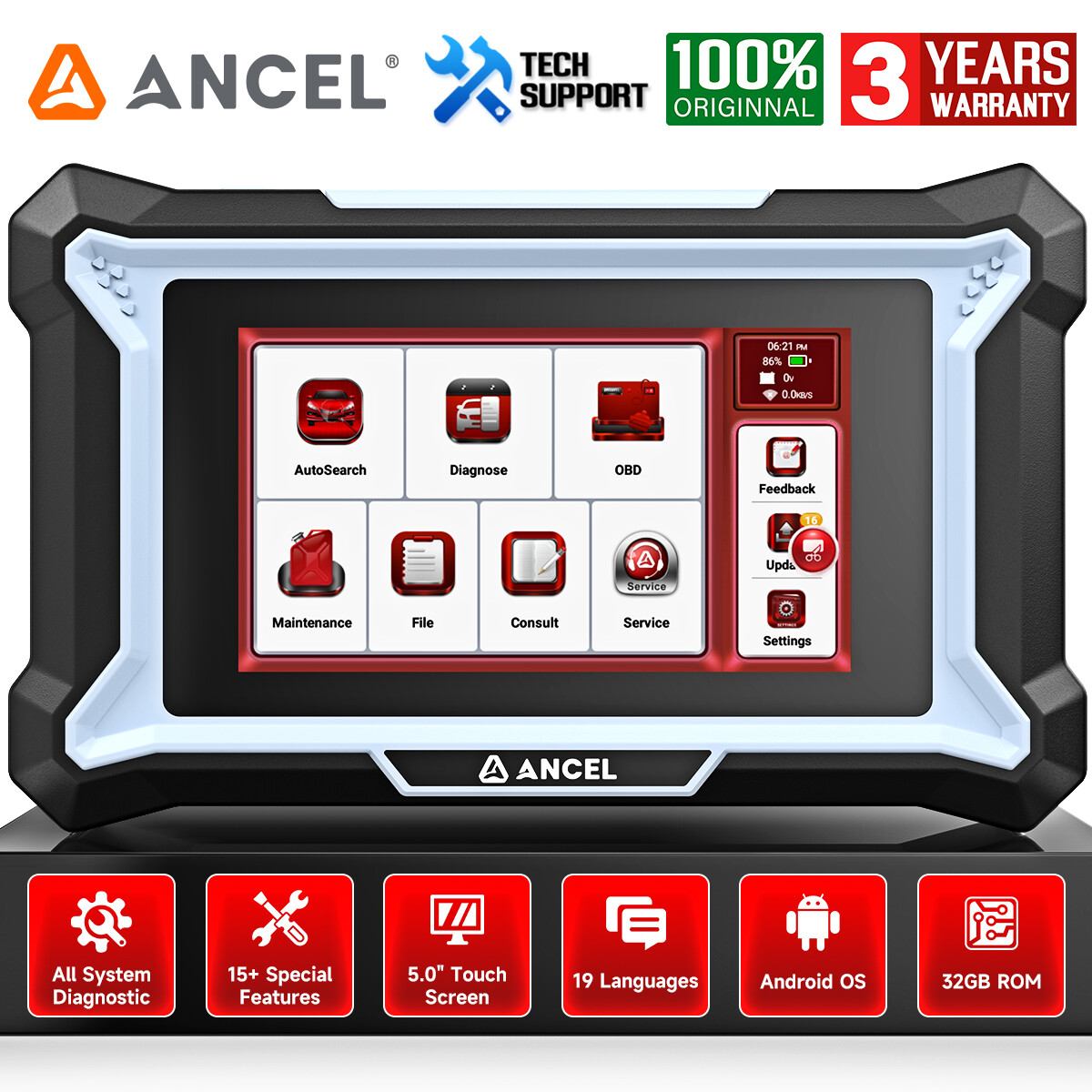 ANCEL DS200 OBD2 Scanner Code Reader All System Diagnostic Tool ABS BMS Reset