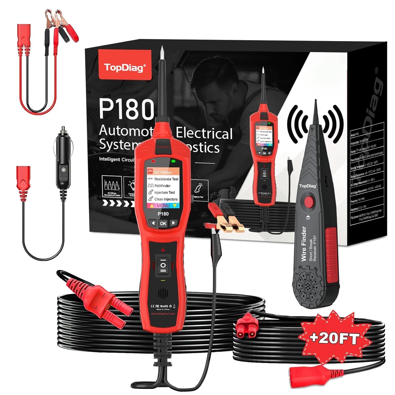 Topdiag P180 Circuit Breaker Finder Tool Injector Tester Battery Voltage Test