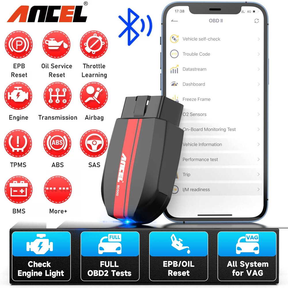 ANCEL Bluetooth OBD2 Scanner All System Car Diagnostic Tool Oil EPB ETC BAT Test